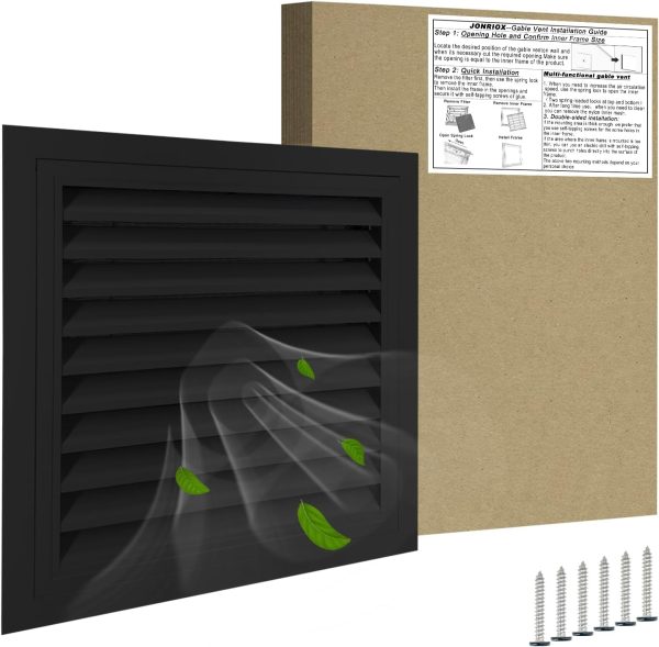 JONRIOX Aluminum Gable Vent White Black Attic Ventilation-0