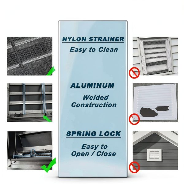 JONRIOX Aluminum Gable Vent Black 2 Pack Attic Ventilation-2