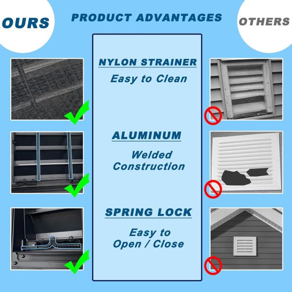 JONRIOX Gable Vent Aluminum Alloy Louvered Attic Ventilation-2