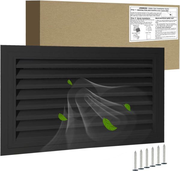JONRIOX Gable Vent Aluminum Alloy Louvered Attic Ventilation-0