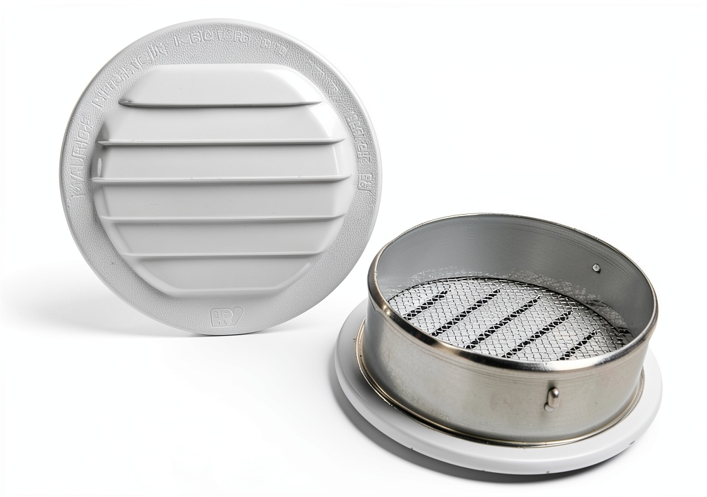 Maurice Franklin Louver 2 inch round soffit vent installed in a wooden soffit
