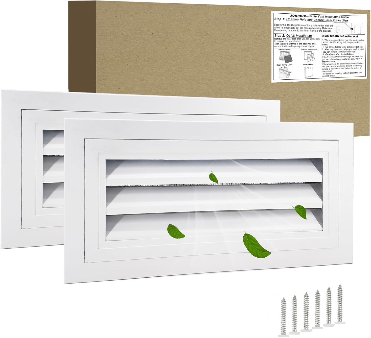 JONRIOX gable vent installed on an attic exterior showing louver design