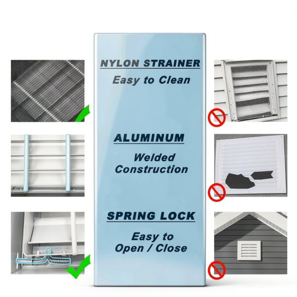 JONRIOX Aluminum Gable Vent 22x12 Inch White Attic-2