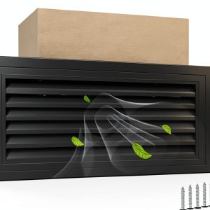 JONRIOX Aluminum Gable Vent Black 22x12 Inch Attic-0
