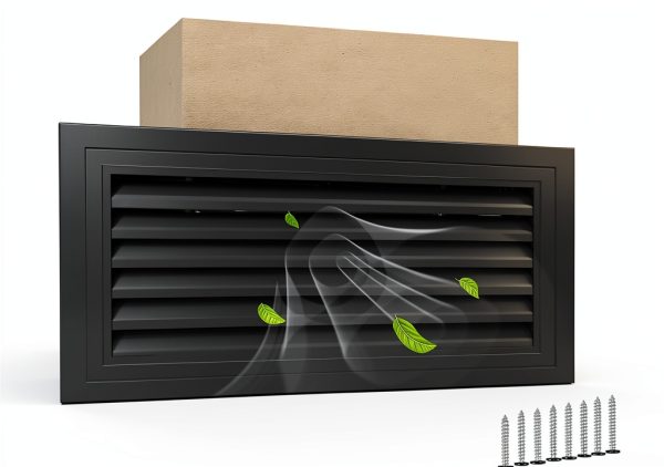 JONRIOX Aluminum Gable Vent Black 22x12 Inch Attic-0