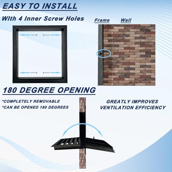 JONRIOX Gable Vent Aluminum Alloy Louvered Attic Ventilation-3