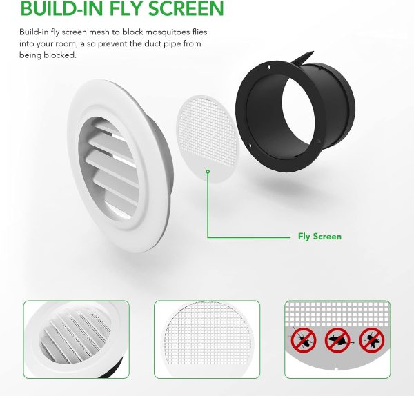 iPower 4 Inch Soffit Vent ABS Material Slanted Louver Design-3