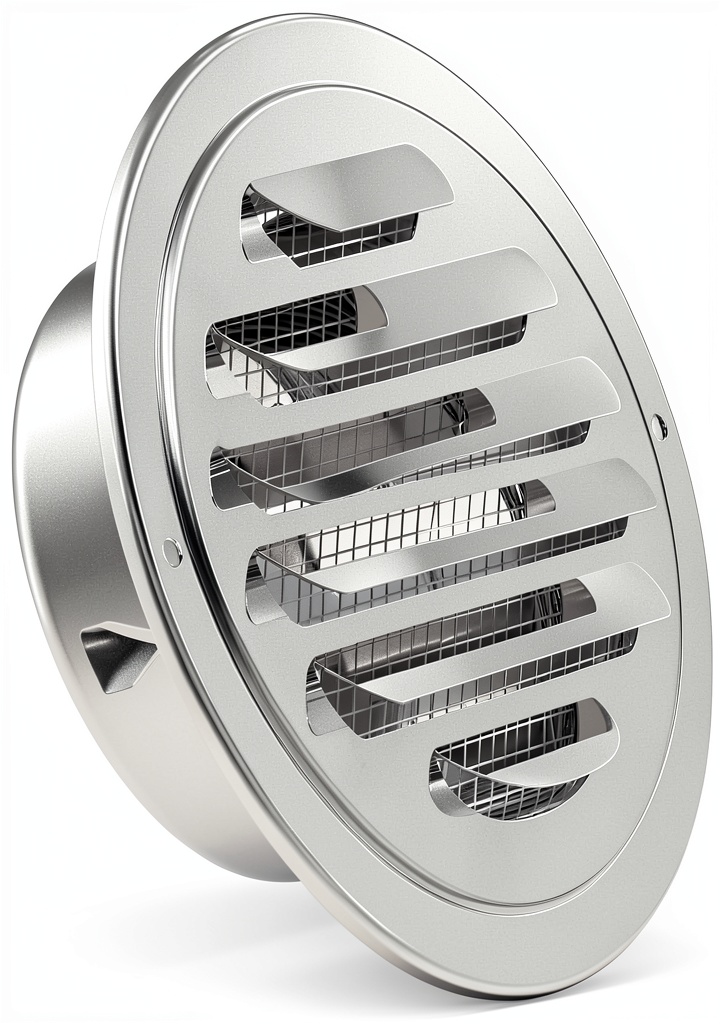 HG POWER round dryer vent cover installed on a home exterior