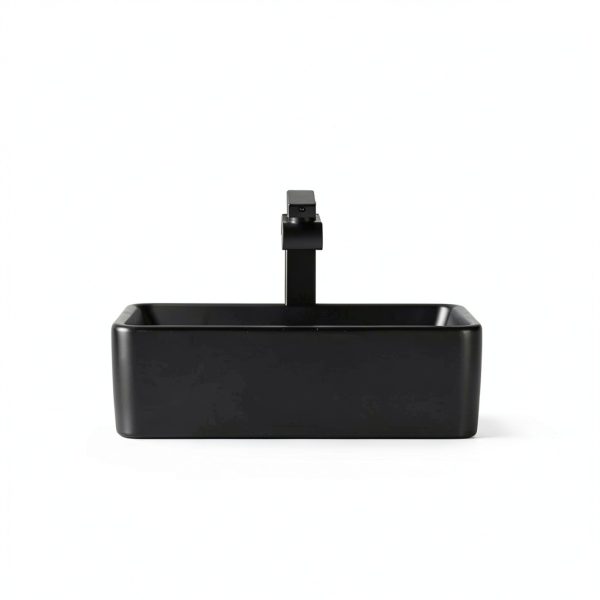 Bathroom Vessel Sink KDKSC Matte Black Rectangular 19x15 Ceramic-4