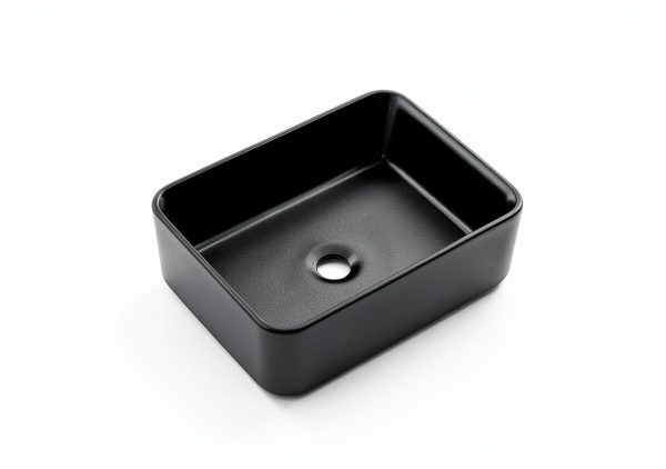 Bathroom Vessel Sink KDKSC Matte Black Rectangular 19x15 Ceramic-7