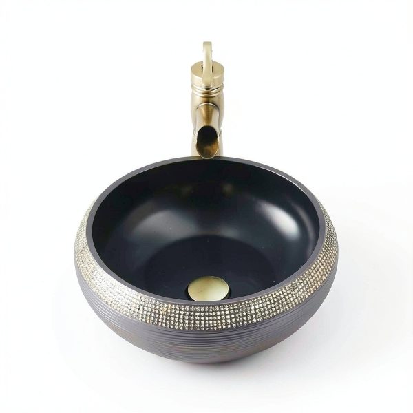 Vessel Sink 16 Inch Black Coffee Ceramic Bathroom Vanity by NATURFLAIR-3