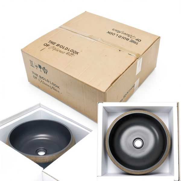Vessel Sink 16 Inch Black Coffee Ceramic Bathroom Vanity by NATURFLAIR-5