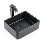 Bathroom Vessel Sink KDKSC Matte Black Rectangular 19x15 Ceramic-0