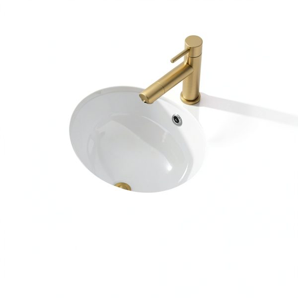 Dcolora Undermount Bathroom Vessel Sink 16x13 Oval Fireclay White-0