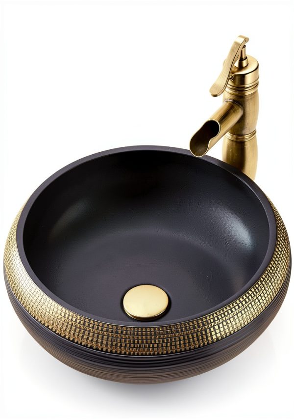 Vessel Sink 16 Inch Black Coffee Ceramic Bathroom Vanity by NATURFLAIR-7