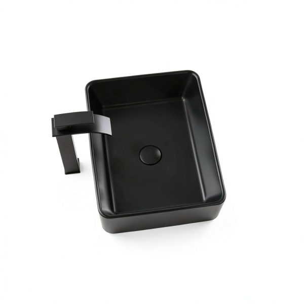 Bathroom Vessel Sink KDKSC Matte Black Rectangular 19x15 Ceramic-5