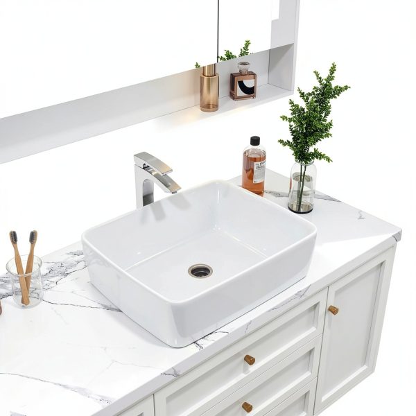 Sinber BVS1915A-OL White Ceramic Vessel Sink 19x15x5.31 Inch Modern-2
