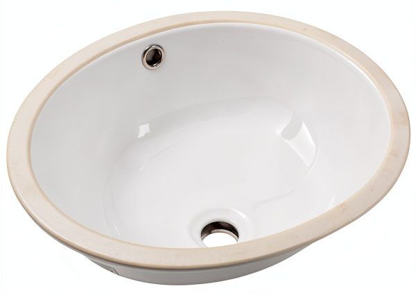 Dcolora Undermount Bathroom Vessel Sink 16x13 Oval Fireclay White-1