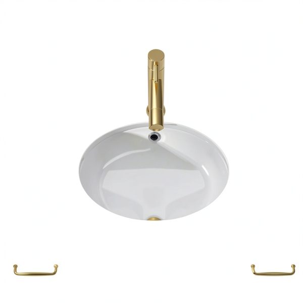 Dcolora Undermount Bathroom Vessel Sink 16x13 Oval Fireclay White-2