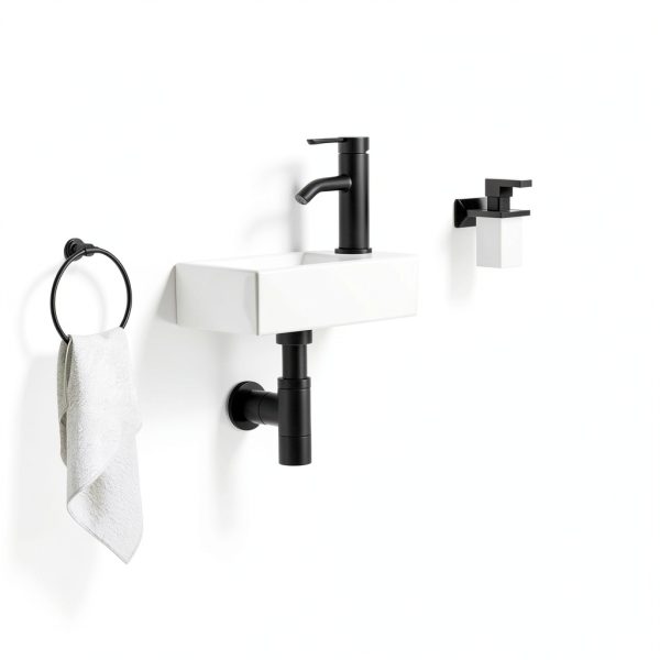 Small Wall Mount Vessel Sink QISHKA Ceramic Rectangle White 14.4" x 7"-3