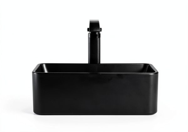 Bathroom Vessel Sink KDKSC Matte Black Rectangular 19x15 Ceramic-6