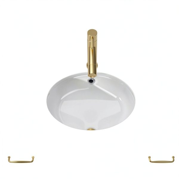 Dcolora Undermount Bathroom Vessel Sink 16x13 Oval Fireclay White-5