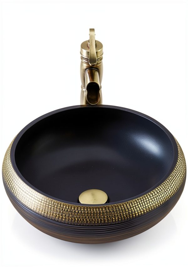 Vessel Sink 16 Inch Black Coffee Ceramic Bathroom Vanity by NATURFLAIR-1