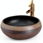 Vessel Sink 16 Inch Black Coffee Ceramic Bathroom Vanity by NATURFLAIR-0