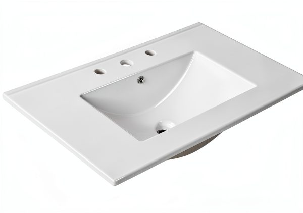 JONATHAN Y SNK1002A 30" White Ceramic Vanity Sink Top Rectangular-0