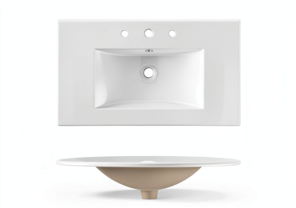 JONATHAN Y SNK1002A 30" White Ceramic Vanity Sink Top Rectangular-2