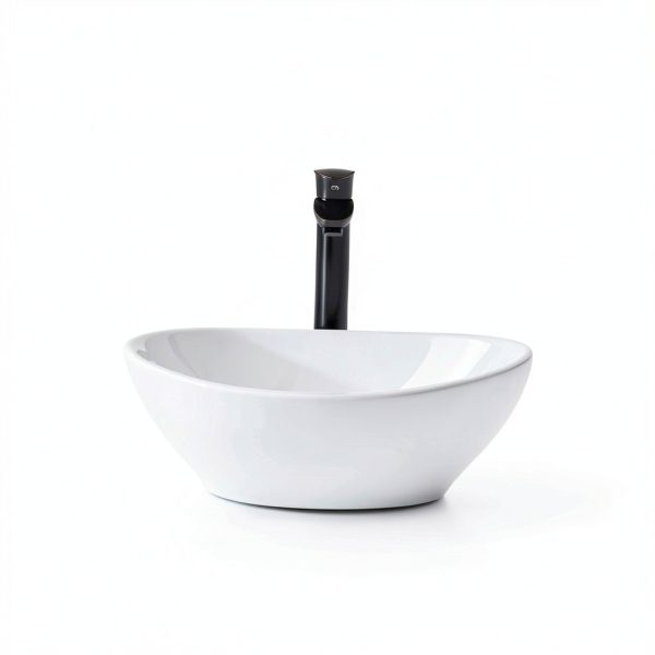 Oval Vessel Sink Mocoloo White Porcelain Bathroom 16x13 Countertop-0