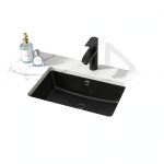 Sarlai Undermount Bathroom Sink Black Rectangular Vessel 18x12 Inch-0