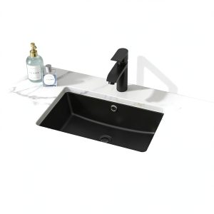 Sarlai Undermount Bathroom Sink Black Rectangular Vessel 18x12 Inch-0