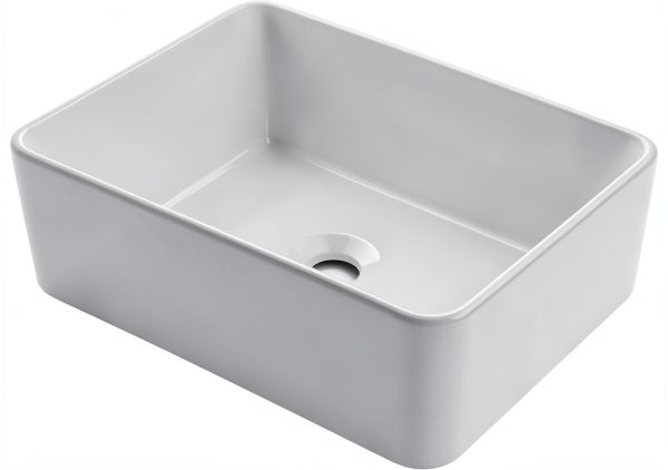 KES Bathroom Vessel Sink, Rectangular 16"X12" White Vessel Sink for Bathroom Countertop, Bathroom Sink Above Counter, Rectangle Porcelain Ceramic Small Vanity Sink, BVS110S40-8