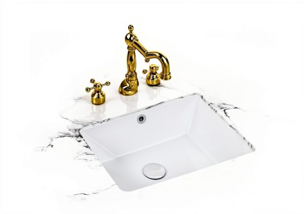 16 Inch Undermount Bathroom Sink Small Rectangle Undermount Sink White Ceramic Under Counter Bathroom Sinks with Overflow (15.70"x11.69")-1