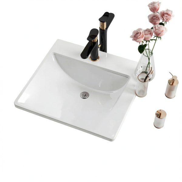 Undermount Bathroom Sink Rectangle, Hugsleek Interior Bowl Size 18 x 13 inch White Porcelain Ceramic Vessel Sink Under Counter Exterior Size 20x15in Rectangular Bath Sink Basin Lavatory Fireclay-3