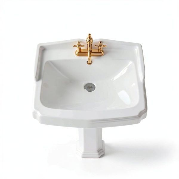 Pedestal Sink DeerValley DV-1P522 White Ceramic 23x19 Inch Overflow-7