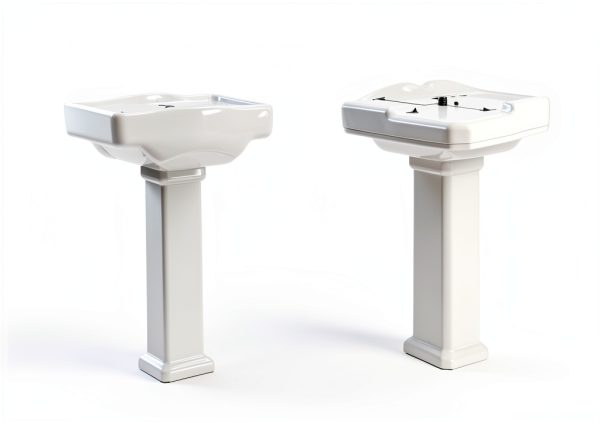Pedestal Sink DeerValley DV-1P522 White Ceramic 23x19 Inch Overflow-6