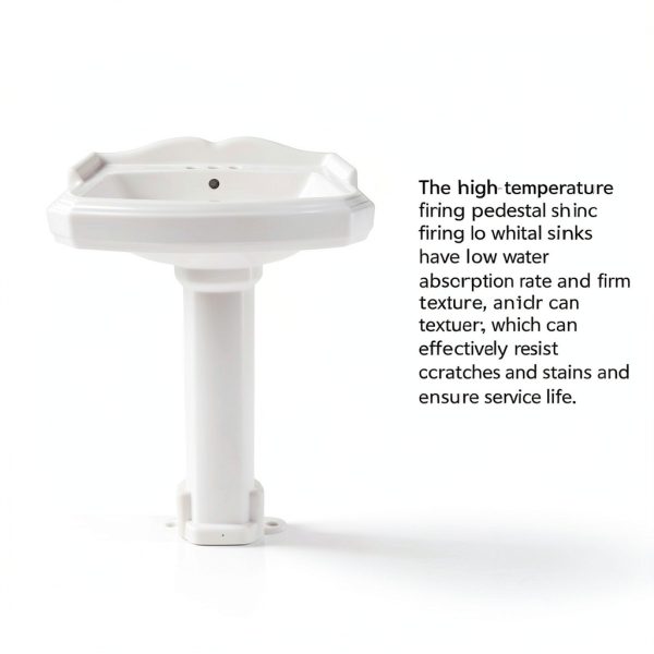 Pedestal Sink DeerValley DV-1P522 White Ceramic 23x19 Inch Overflow-2