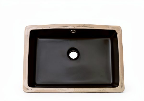 Sarlai Undermount Bathroom Sink Black Rectangular Vessel 18x12 Inch-6