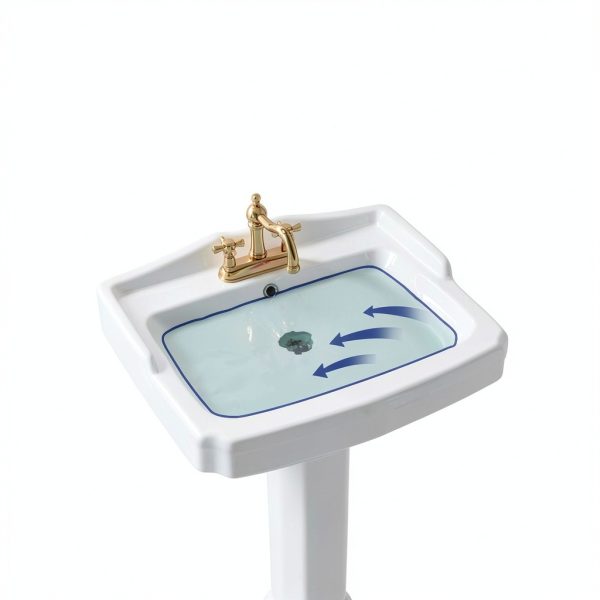 Pedestal Sink DeerValley DV-1P522 White Ceramic 23x19 Inch Overflow-5