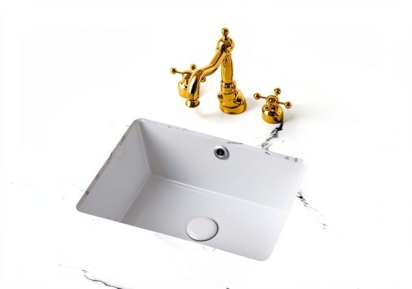 16 Inch Undermount Bathroom Sink Small Rectangle Undermount Sink White Ceramic Under Counter Bathroom Sinks with Overflow (15.70"x11.69")-2