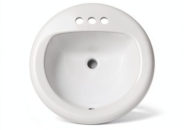 PROFLO PF194R Rockaway 19" Circular Vitreous China Drop In Bathroom Sink with Overflow and 3 Faucet Holes at 4" Centers - White-1