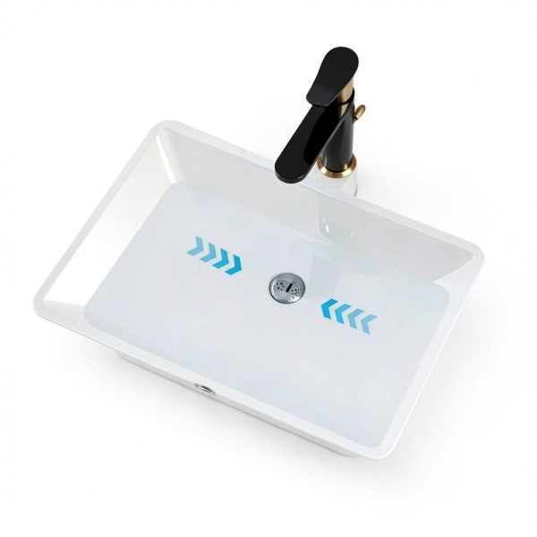Undermount Bathroom Sink Rectangle, Hugsleek Interior Bowl Size 18 x 13 inch White Porcelain Ceramic Vessel Sink Under Counter Exterior Size 20x15in Rectangular Bath Sink Basin Lavatory Fireclay-5