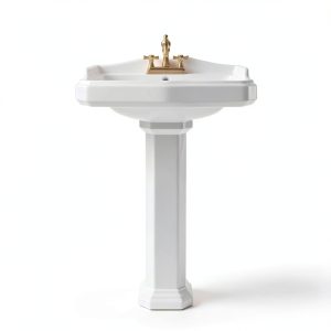 Pedestal Sink DeerValley DV-1P522 White Ceramic 23x19 Inch Overflow-0
