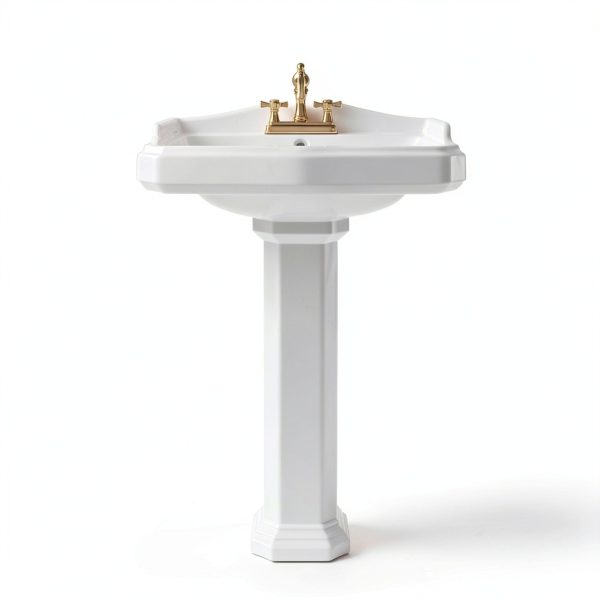 Pedestal Sink DeerValley DV-1P522 White Ceramic 23x19 Inch Overflow-0