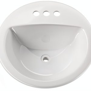 PROFLO PF194R Rockaway 19" Circular Vitreous China Drop In Bathroom Sink with Overflow and 3 Faucet Holes at 4" Centers - White-0