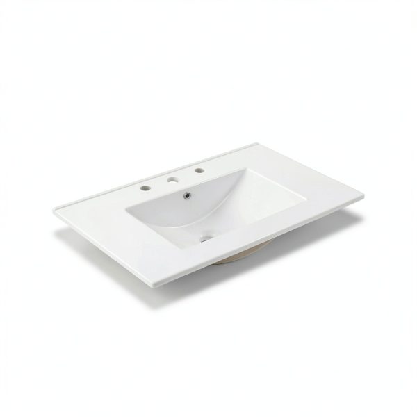 JONATHAN Y SNK1002A 30" White Ceramic Vanity Sink Top Rectangular-3
