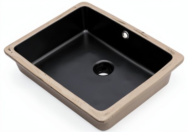 Sarlai Undermount Bathroom Sink Black Rectangular Vessel 18x12 Inch-7