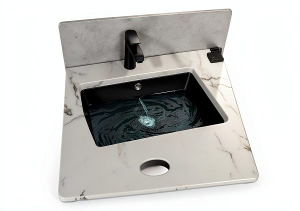 Sarlai Undermount Bathroom Sink Black Rectangular Vessel 18x12 Inch-4